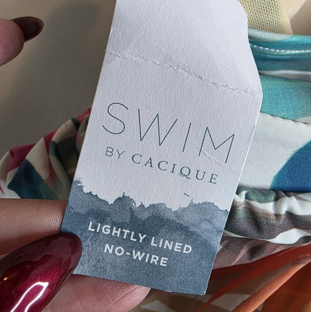 NWT Cacique Swim 18W Rainbow Leaf One Piece Tankini Swimsuit 2743-i